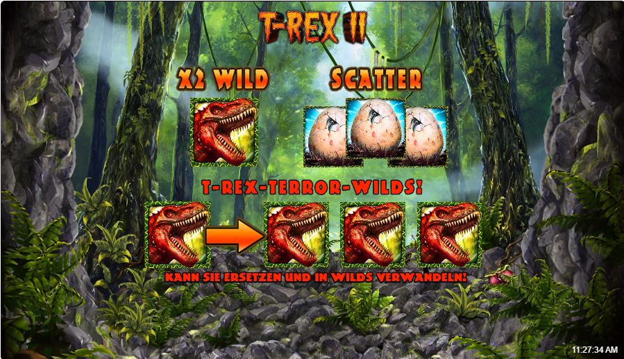 T Rex II Slot Paytable